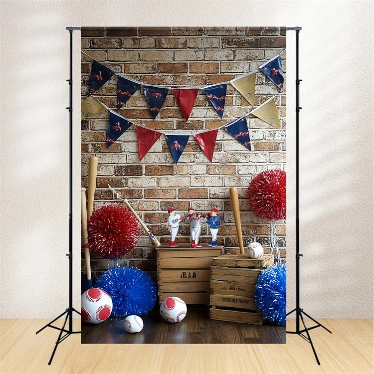 Baseball Backdrop Brick Wall Baseball Decor Backdrop CSH4-368