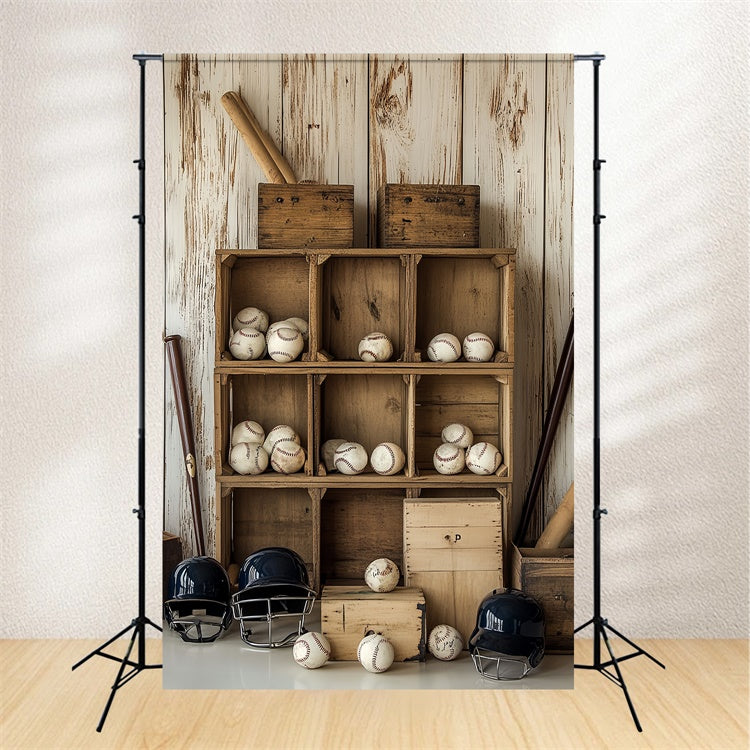 Baseball Backdrop Baseball Wooden Storage Backdrop CSH4-369