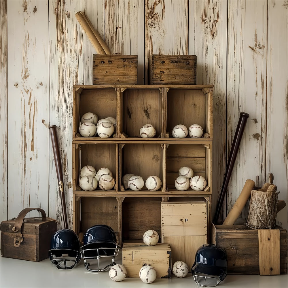 Baseball Backdrop Baseball Wooden Storage Backdrop CSH4-369