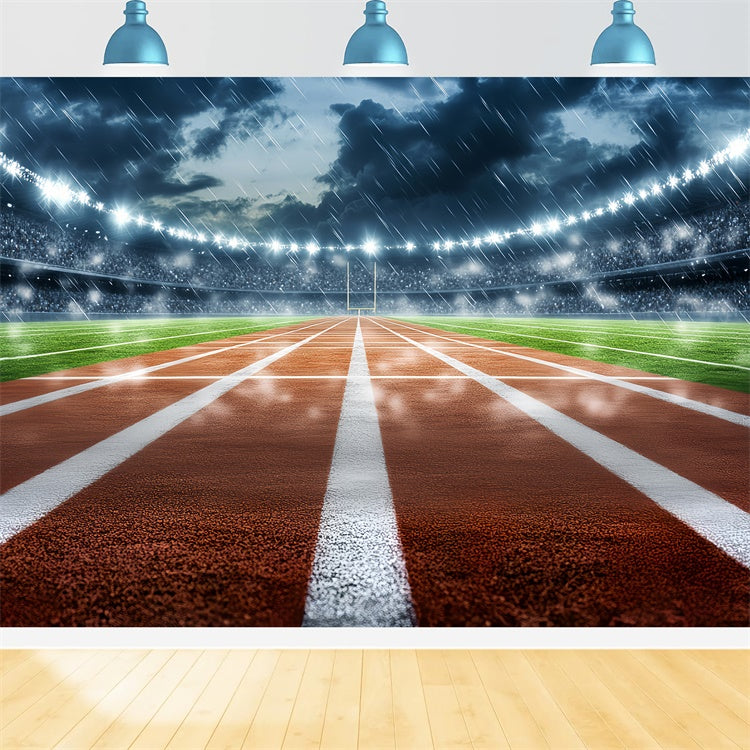 Football Stadium Backdrop Rainy Stadium Track Field Backdrop CSH4-372