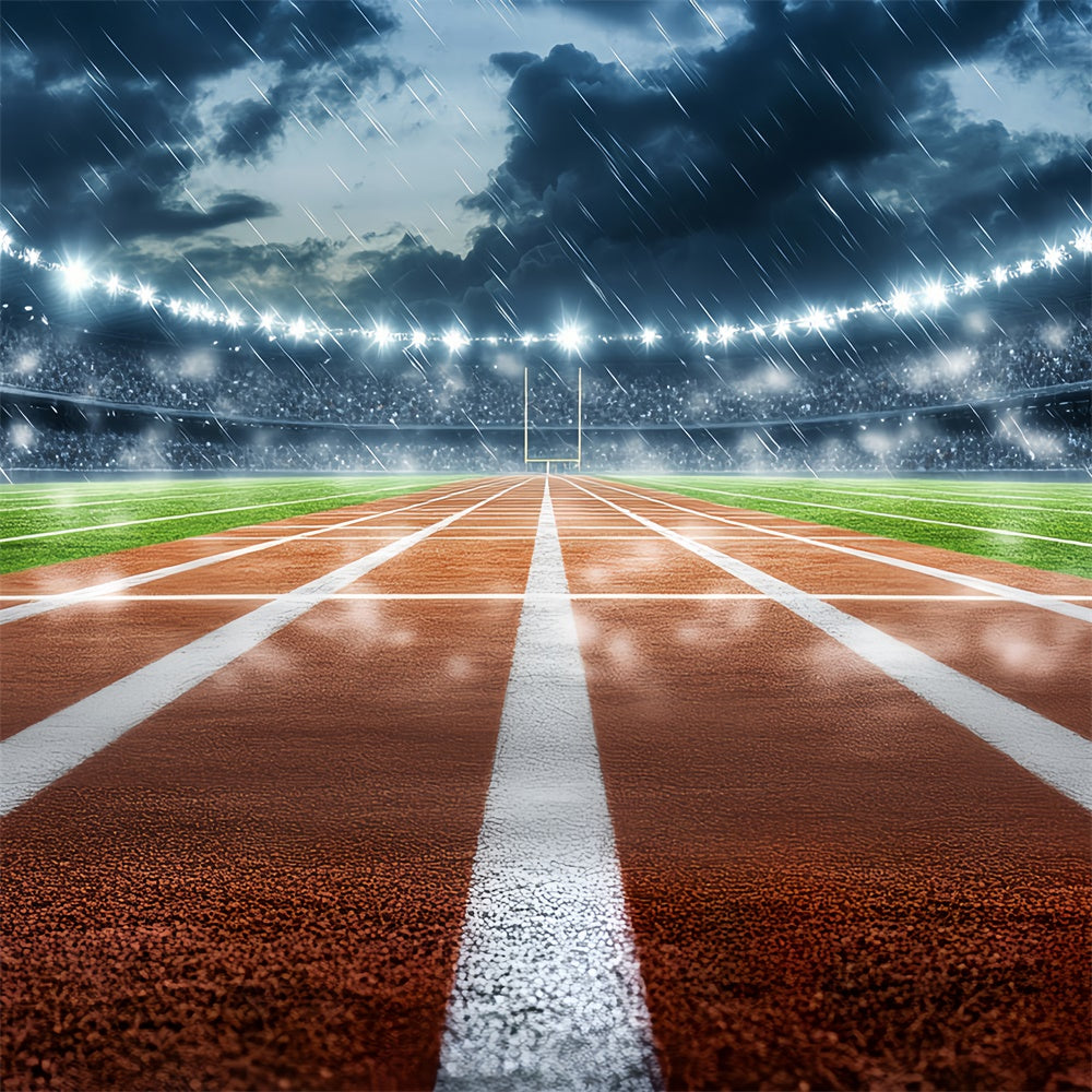 Football Stadium Backdrop Rainy Stadium Track Field Backdrop CSH4-372