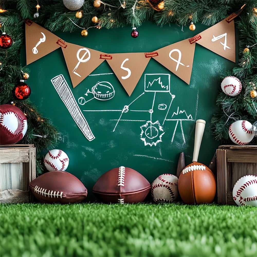 Sports Photo Backdrop Christmas Sports Blackboard Backdrop CSH4-374