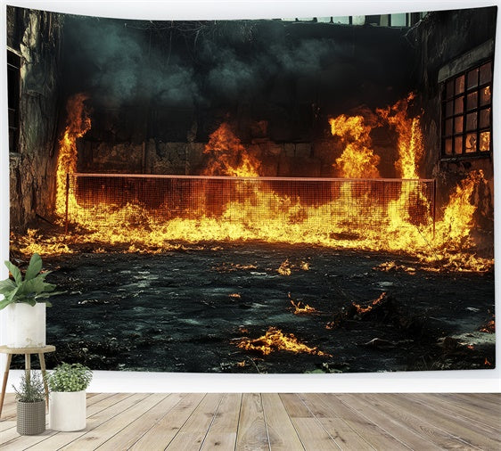 Sports Photography Backdrops Burning Tennis Court Backdrop CSH4-381