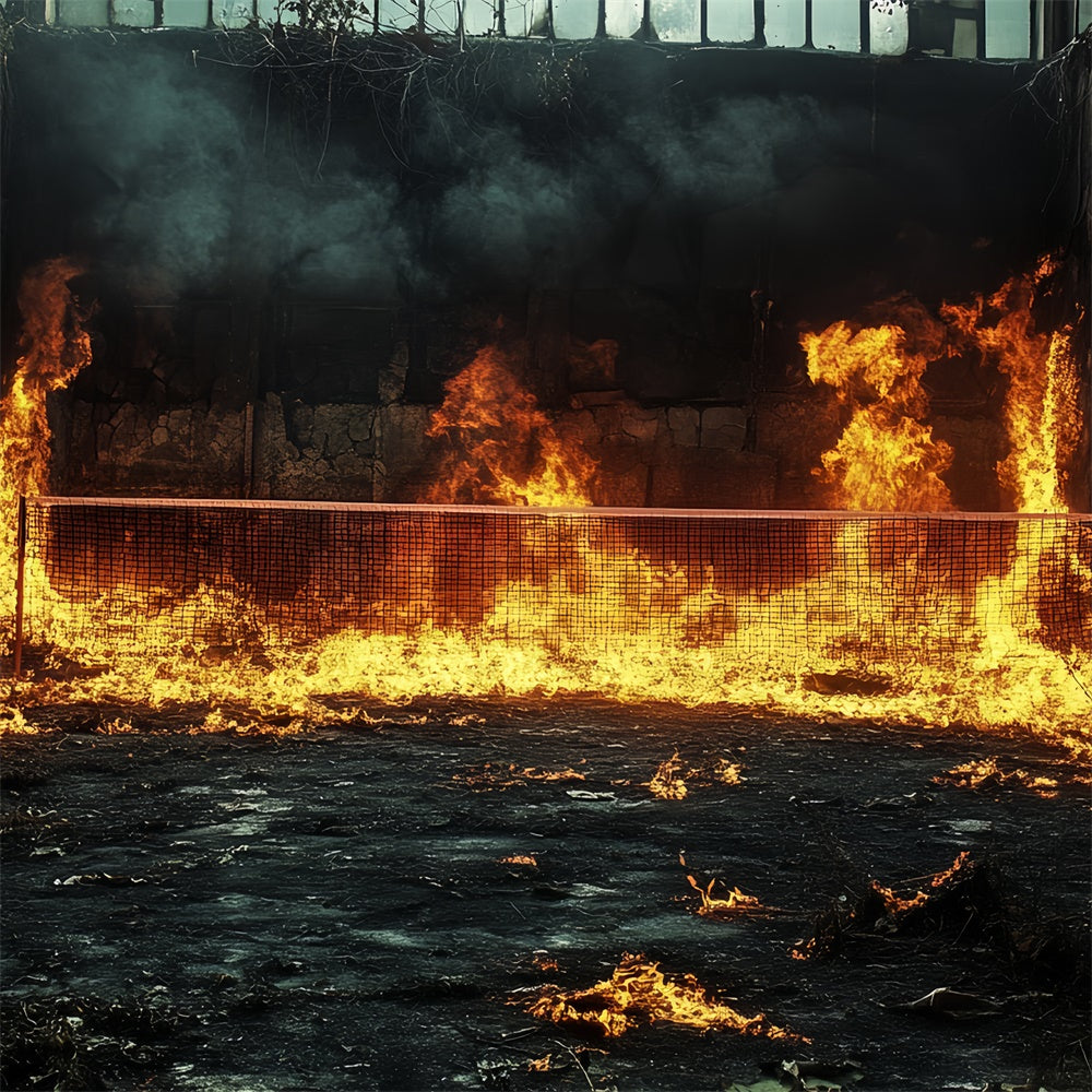 Sports Photography Backdrops Burning Tennis Court Backdrop CSH4-381