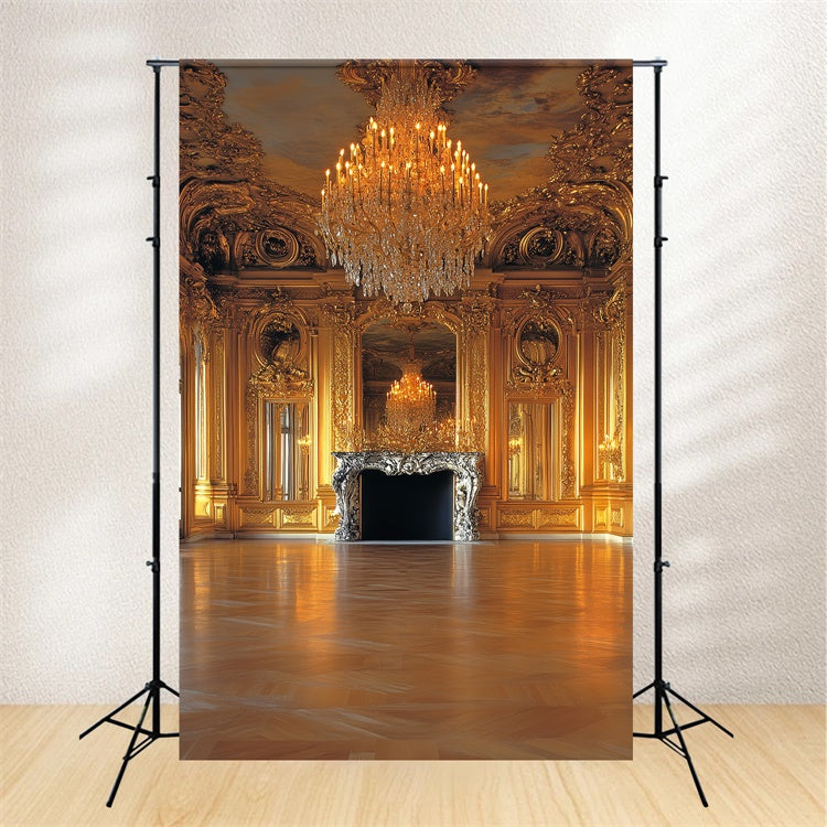 Vintage Photo Backdrop Golden Palace Chandelier Backdrop CSH4-394
