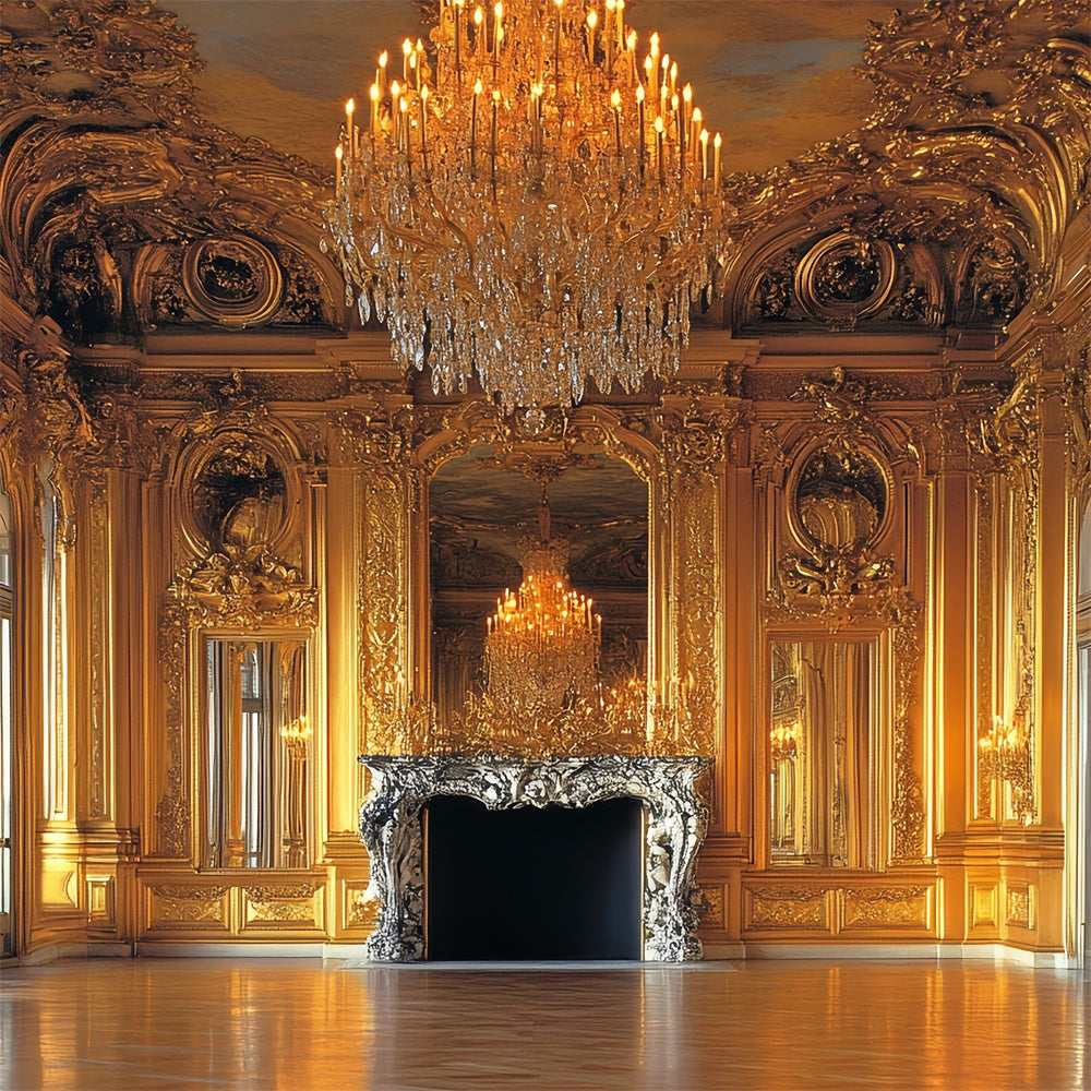 Vintage Photo Backdrop Golden Palace Chandelier Backdrop CSH4-394