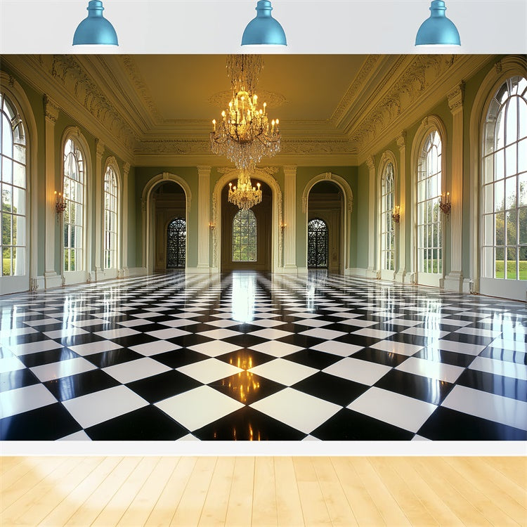 Vintage Photo Backdrops Luxurious Ballroom Window Backdrop CSH4-399