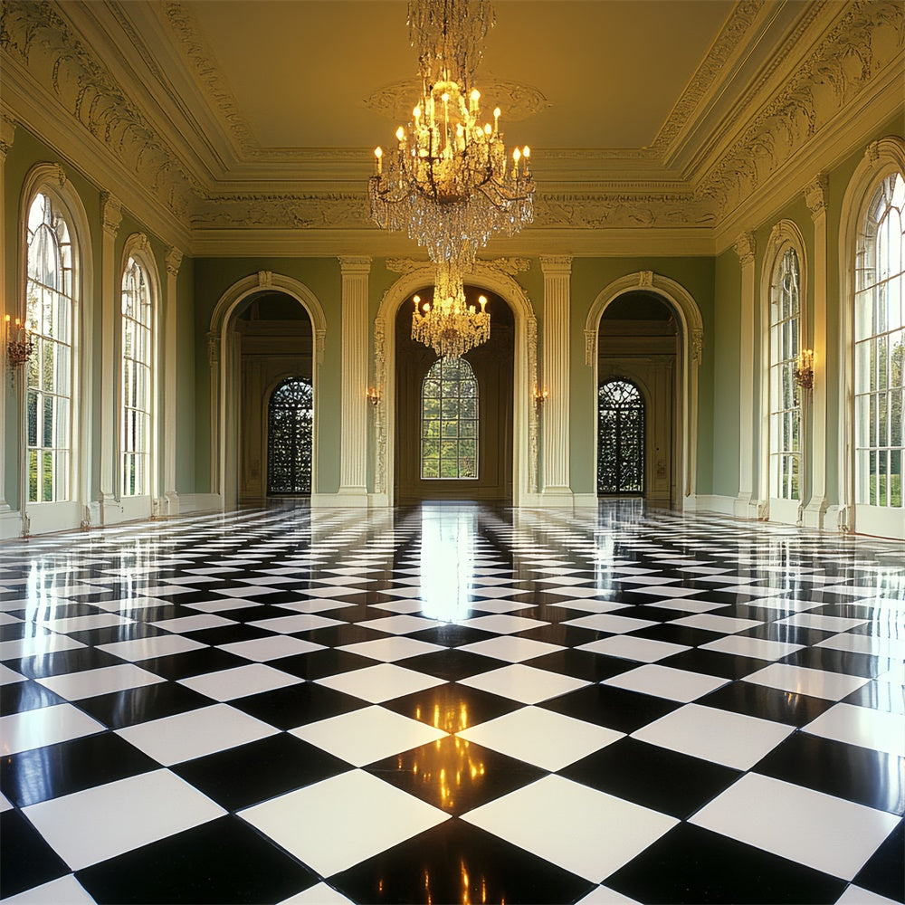 Vintage Photo Backdrops Luxurious Ballroom Window Backdrop CSH4-399