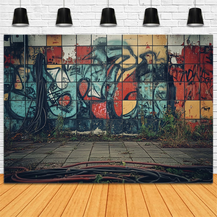 Retro Backdrops Street Vibes Graffiti Wall Vintage Backdrop CSH4-400
