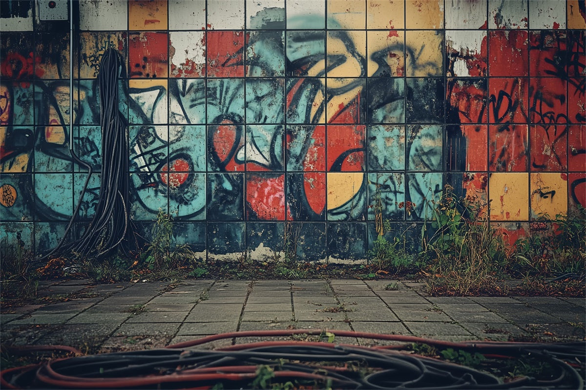 Retro Backdrops Street Vibes Graffiti Wall Vintage Backdrop CSH4-400