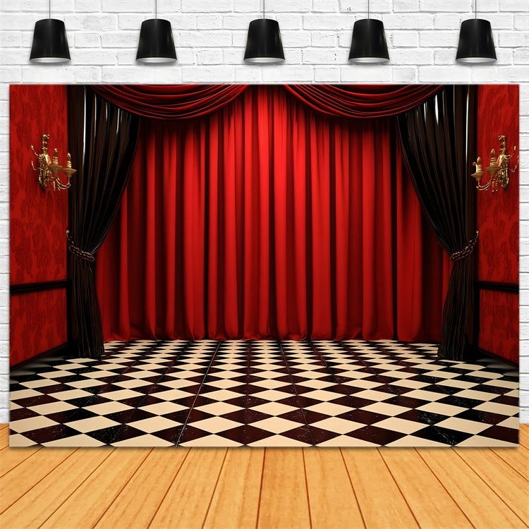 Vintage Photography Backdrops Retro Theater Curtains Backdrop CSH4-404