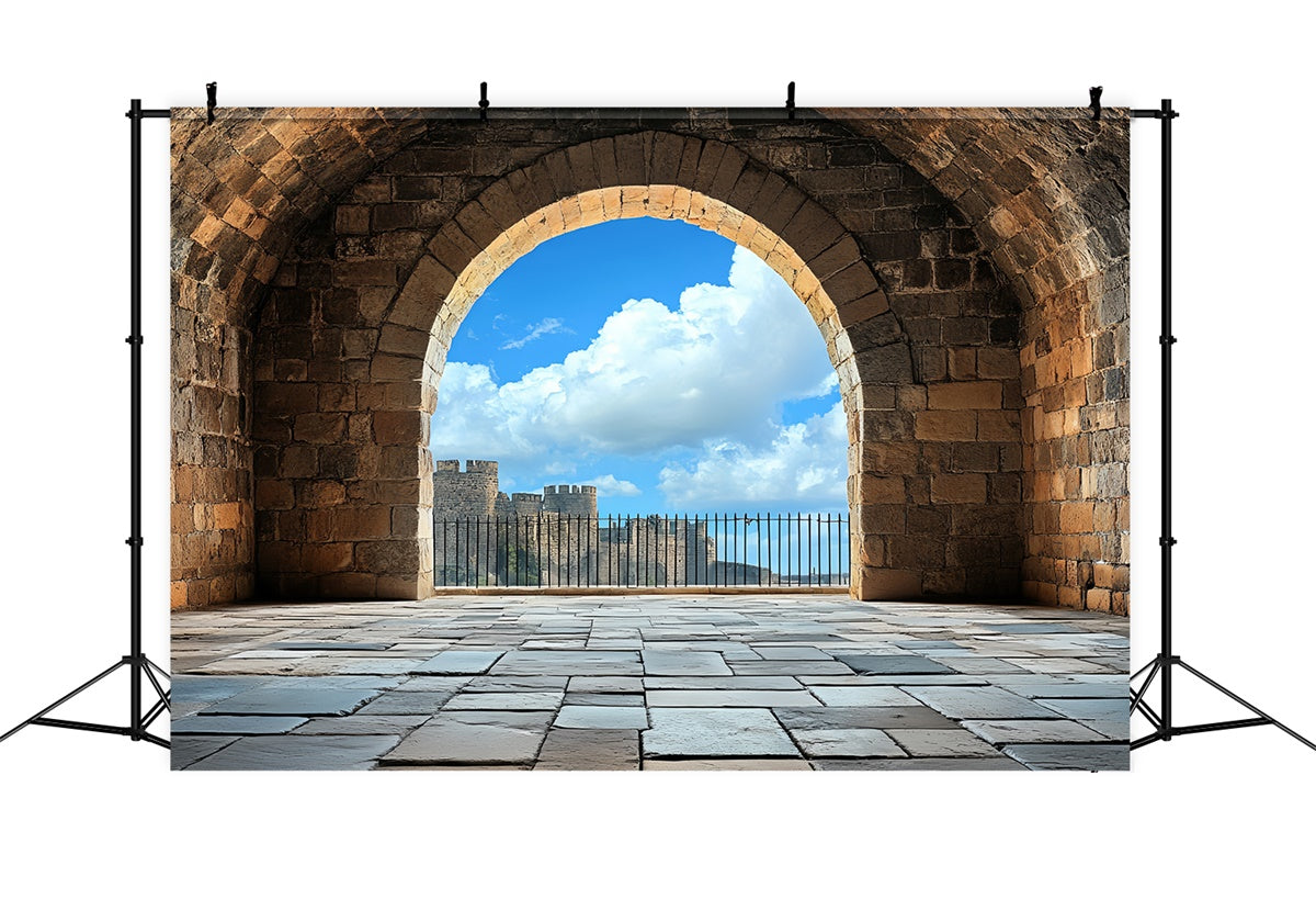 Antique Backdrop Medieval Arch Blue Sky Vintage Backdrops CSH4-407
