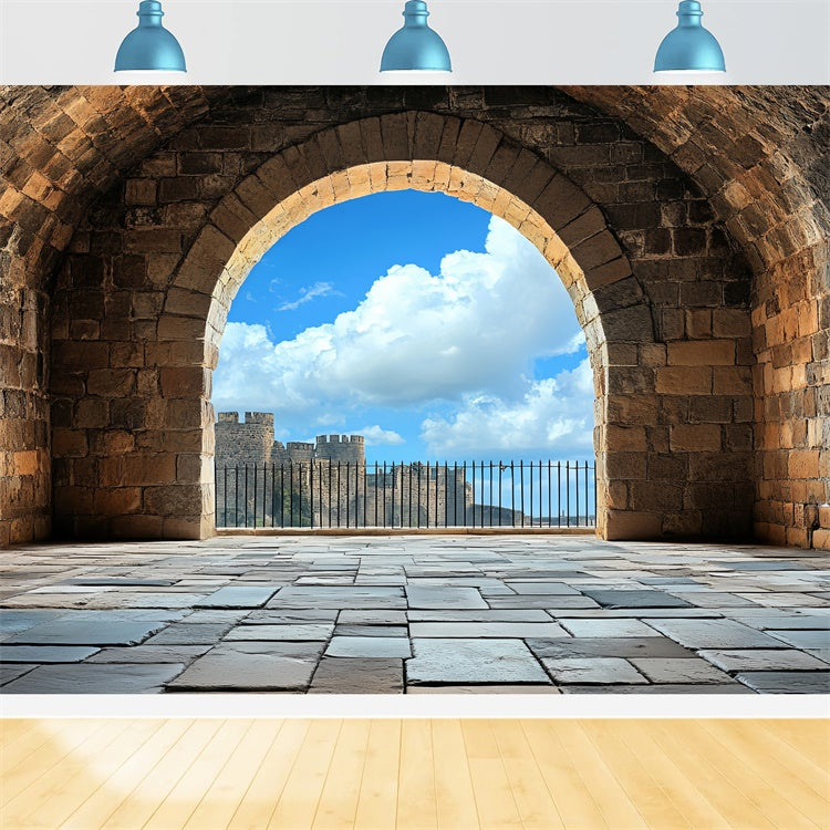 Antique Backdrop Medieval Arch Blue Sky Vintage Backdrops CSH4-407