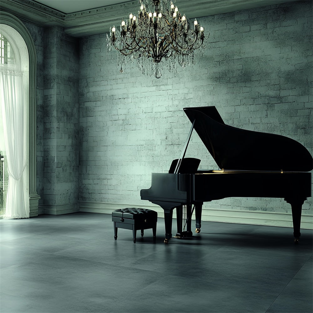 Vintage Photography Backdrops Piano Elegant Room Backdrop CSH4-412