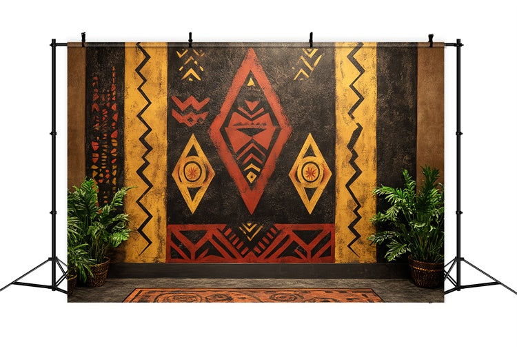 Vintage Wall Backdrop African Geometric Pattern Backdrop CSH4-420
