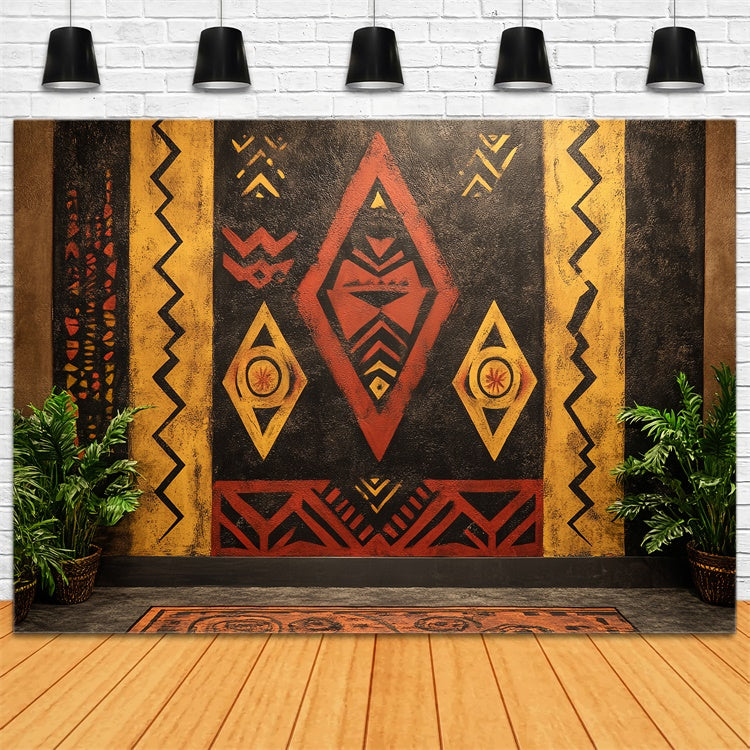 Vintage Wall Backdrop African Geometric Pattern Backdrop CSH4-420