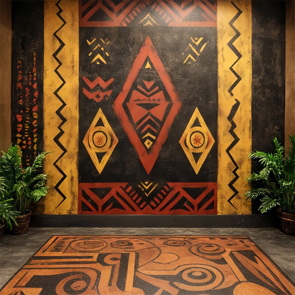Vintage Wall Backdrop African Geometric Pattern Backdrop CSH4-420