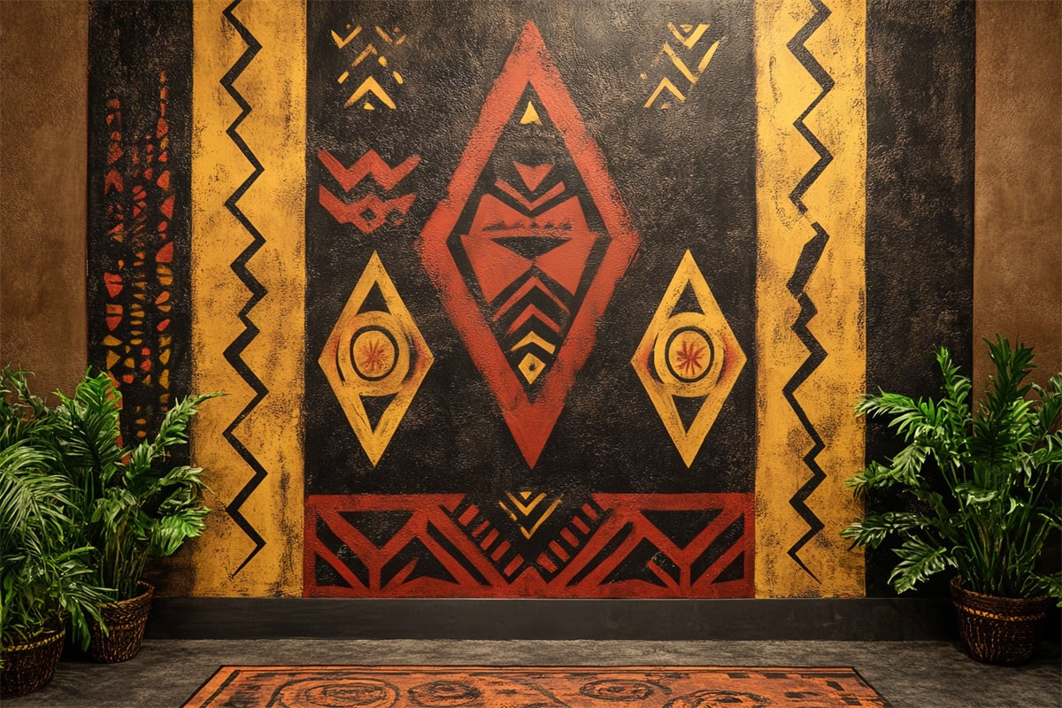 Vintage Wall Backdrop African Geometric Pattern Backdrop CSH4-420