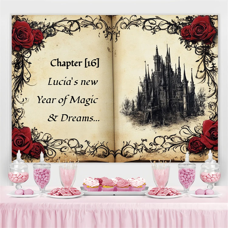Custom Made Birthday Backdrops Vintage Book Castle Magic Backdrop CSH4-44