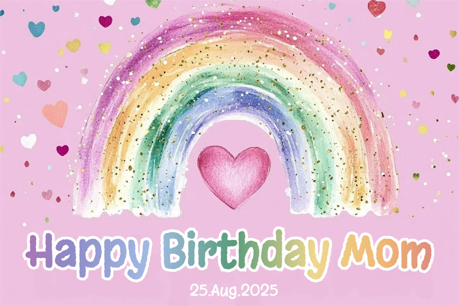 Custom Made Birthday Backdrops Watercolor Rainbow Glitter Backdrop CSH4-50