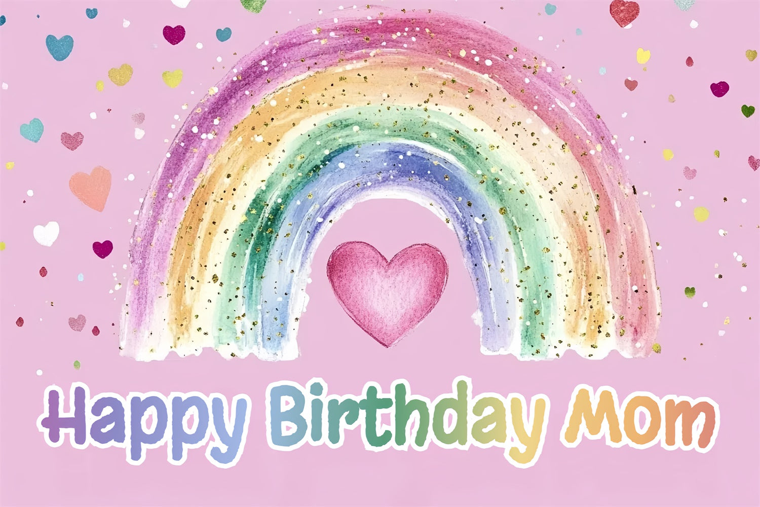 Custom Made Birthday Backdrops Watercolor Rainbow Glitter Backdrop CSH4-50