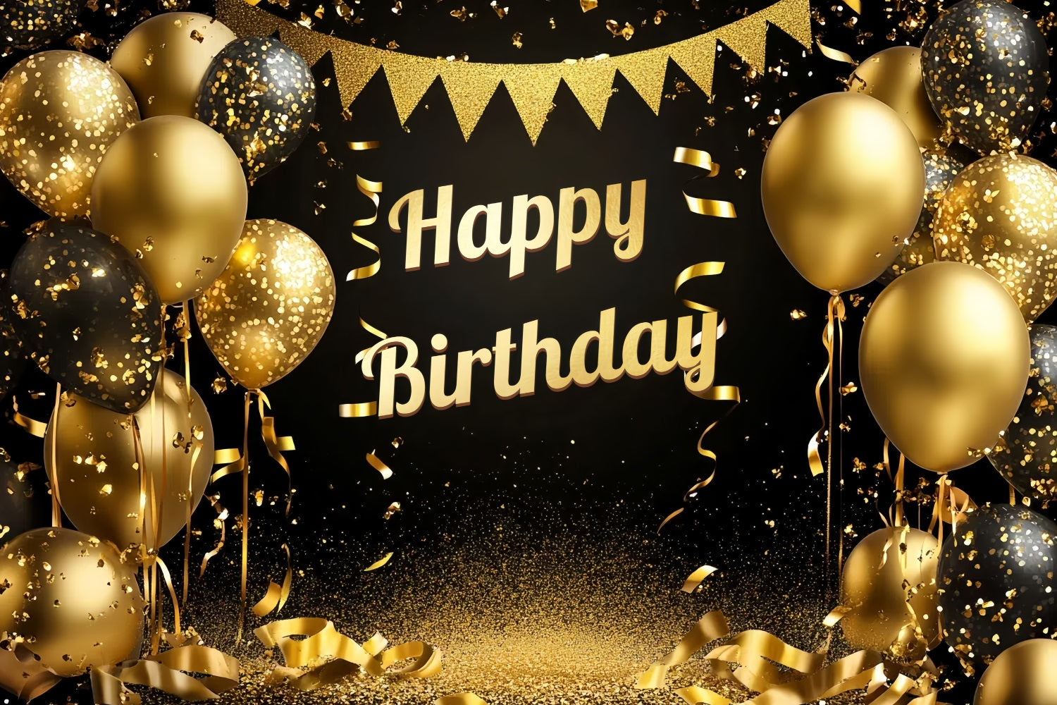 Happy Birthday Backdrop Sparkling Balloons Confetti Customized Backdrop CSH4-53