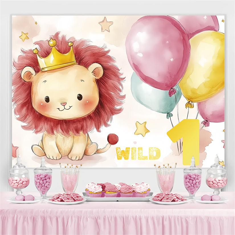 First Birthday Backdrop Little Lion Balloons Custom Backdrop CSH4-56
