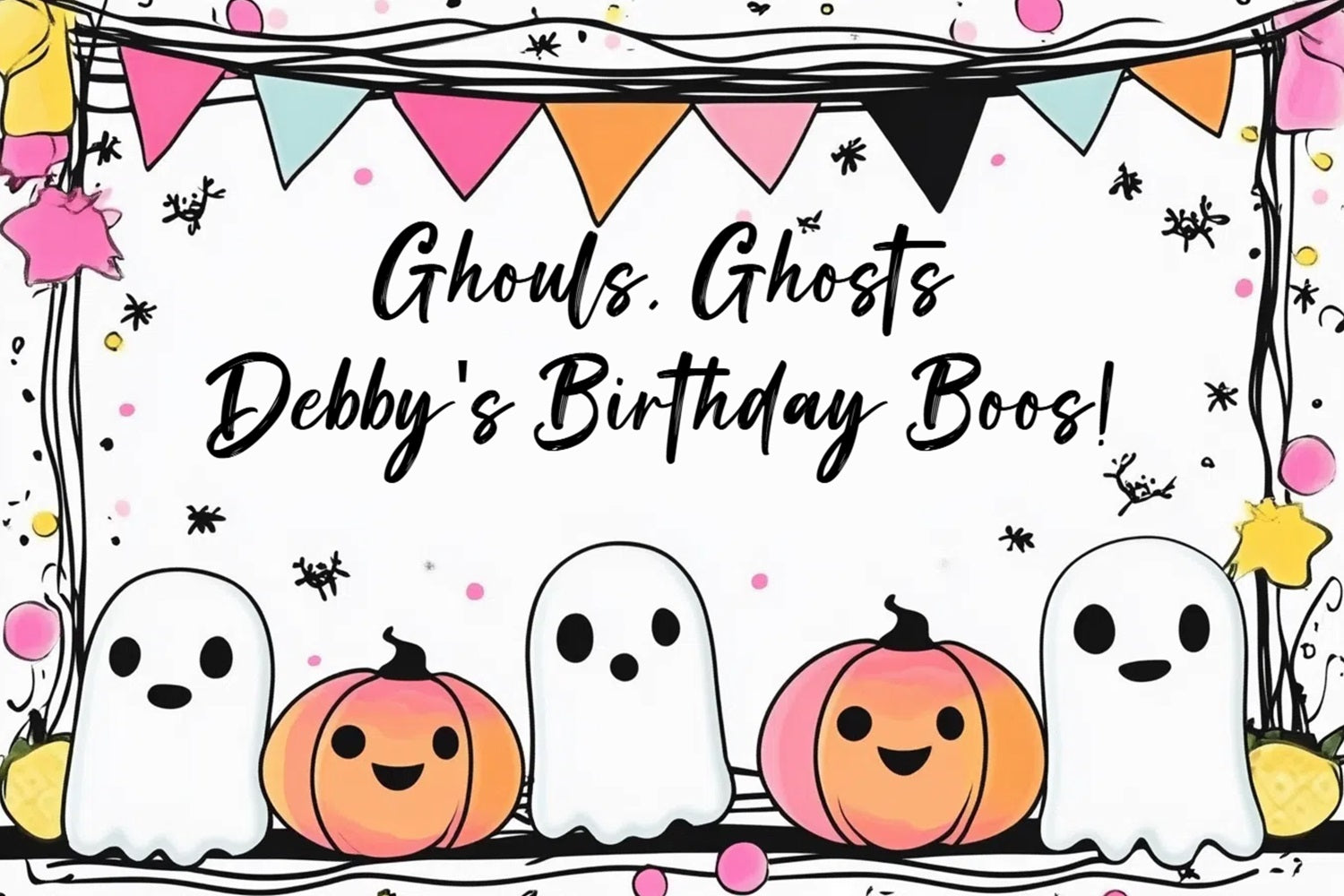 Birthday Party Backdrop Pumpkin Ghost Personalized Backdrop CSH4-59
