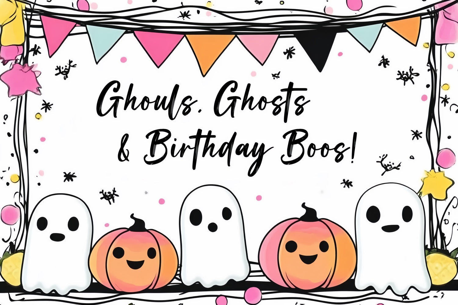 Birthday Party Backdrop Pumpkin Ghost Personalized Backdrop CSH4-59