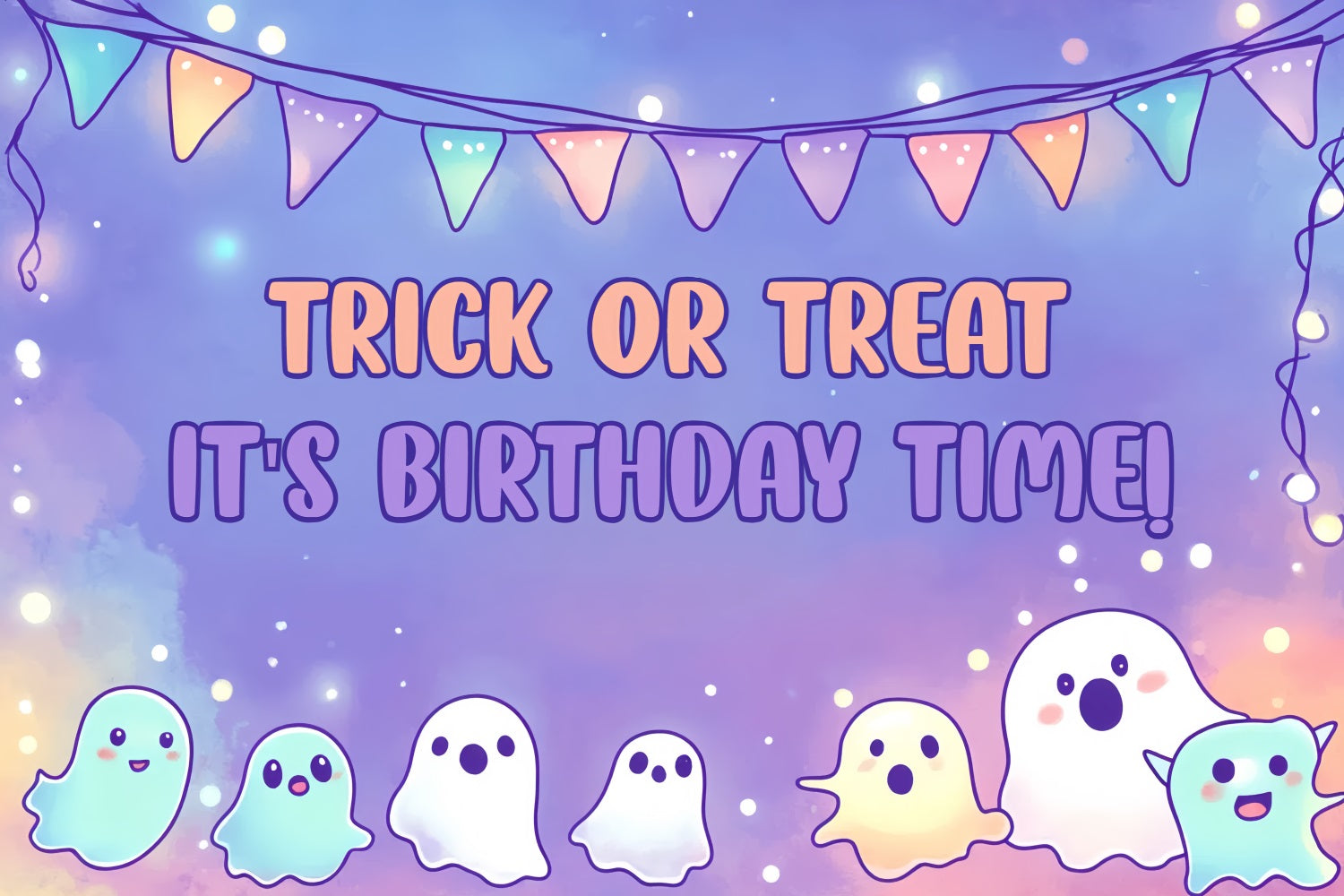 Halloween Birthday Backdrop Trick Or Treat Ghost Custom Backdrop CSH4-60