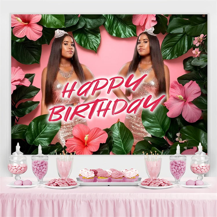 Personalized Birthday Backdrops Tropical Princess Backdrop CSH4-66
