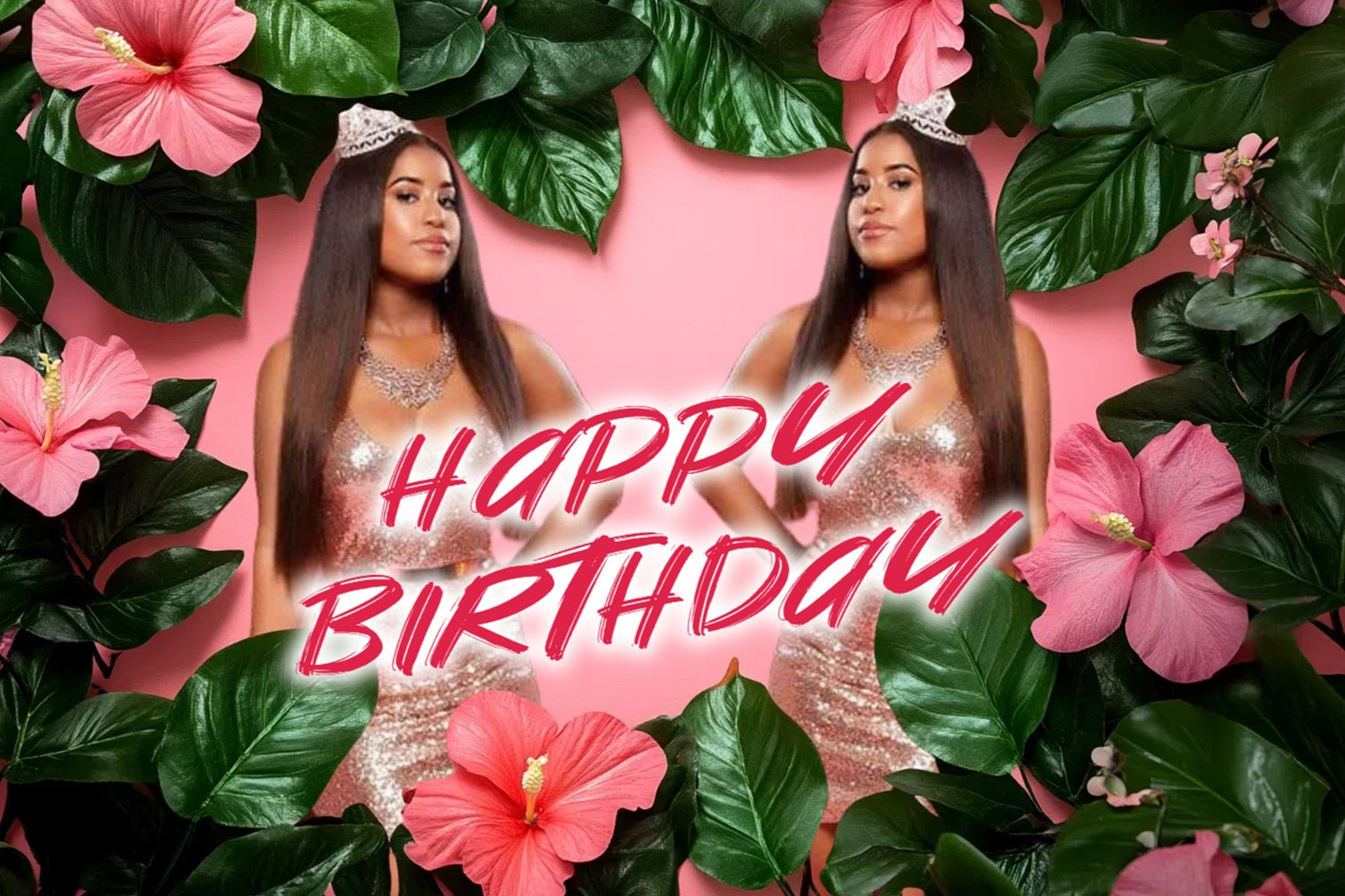 Personalized Birthday Backdrops Tropical Princess Backdrop CSH4-66