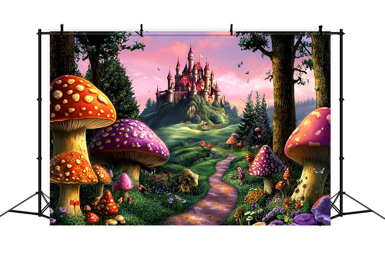Fantasy Forest Backdrop Mushroom Path Castle Backdrop CSH4-78