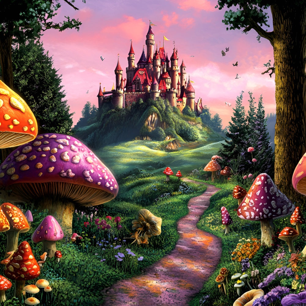 Fantasy Forest Backdrop Mushroom Path Castle Backdrop CSH4-78