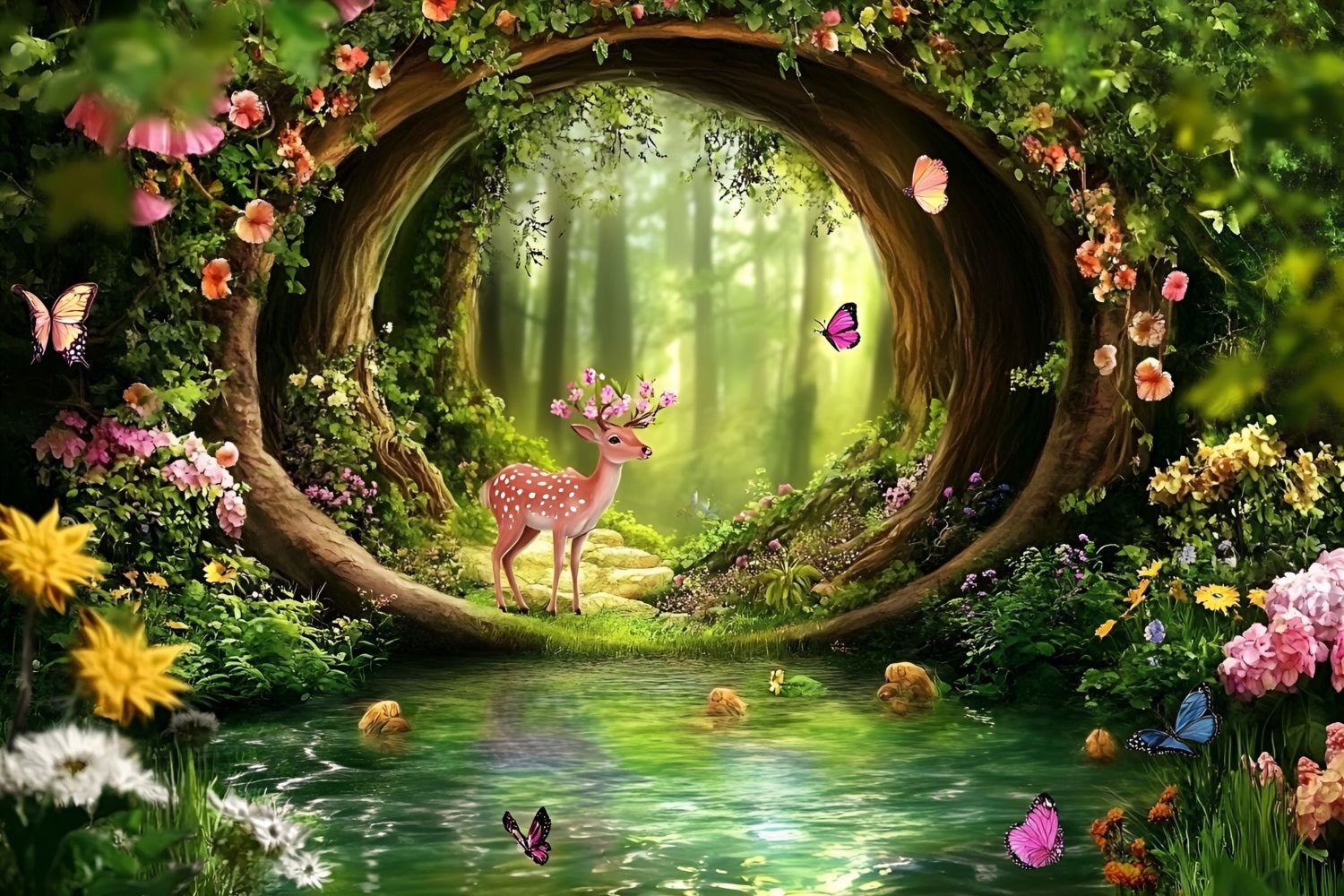Fairy Forest Backdrop Archway Pool Fawn Backdrop CSH4-83