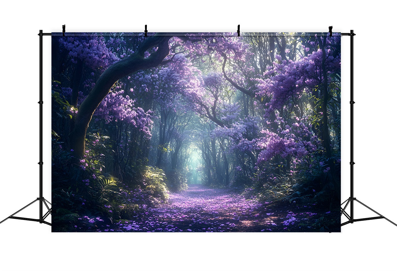 Forest Scene Backdrop Purple Flower Trail Backdrop CSH4-86