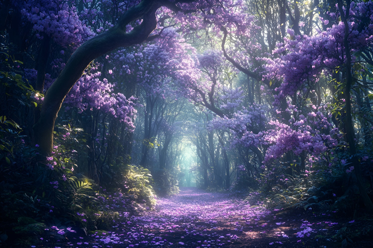 Forest Scene Backdrop Purple Flower Trail Backdrop CSH4-86