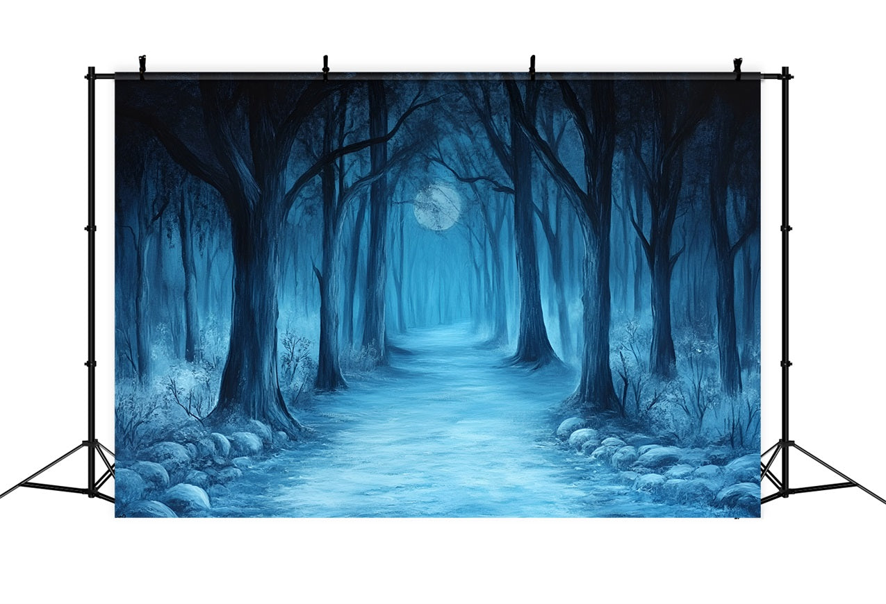 Woodland Backdrops Midnight Moonlit Forest Trail Backdrop CSH4-88