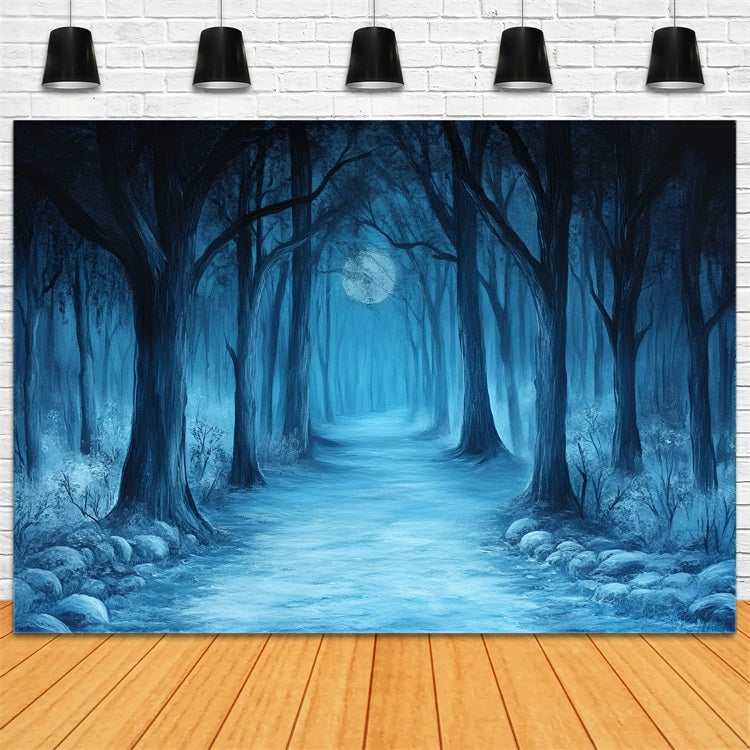 Woodland Backdrops Midnight Moonlit Forest Trail Backdrop CSH4-88
