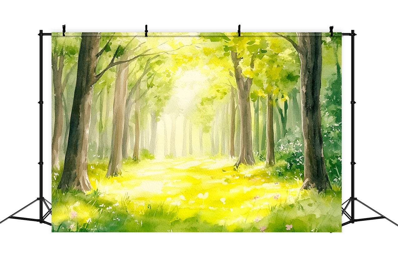 Forest Photography Backdrop Watercolor Sunlit Path Backdrop CSH4-91