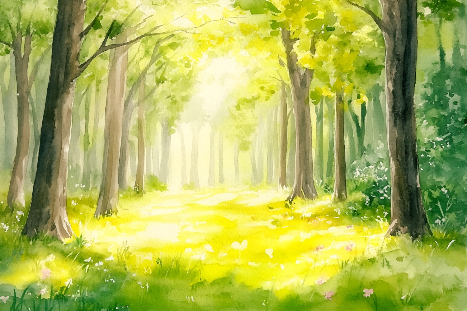 Forest Photography Backdrop Watercolor Sunlit Path Backdrop CSH4-91