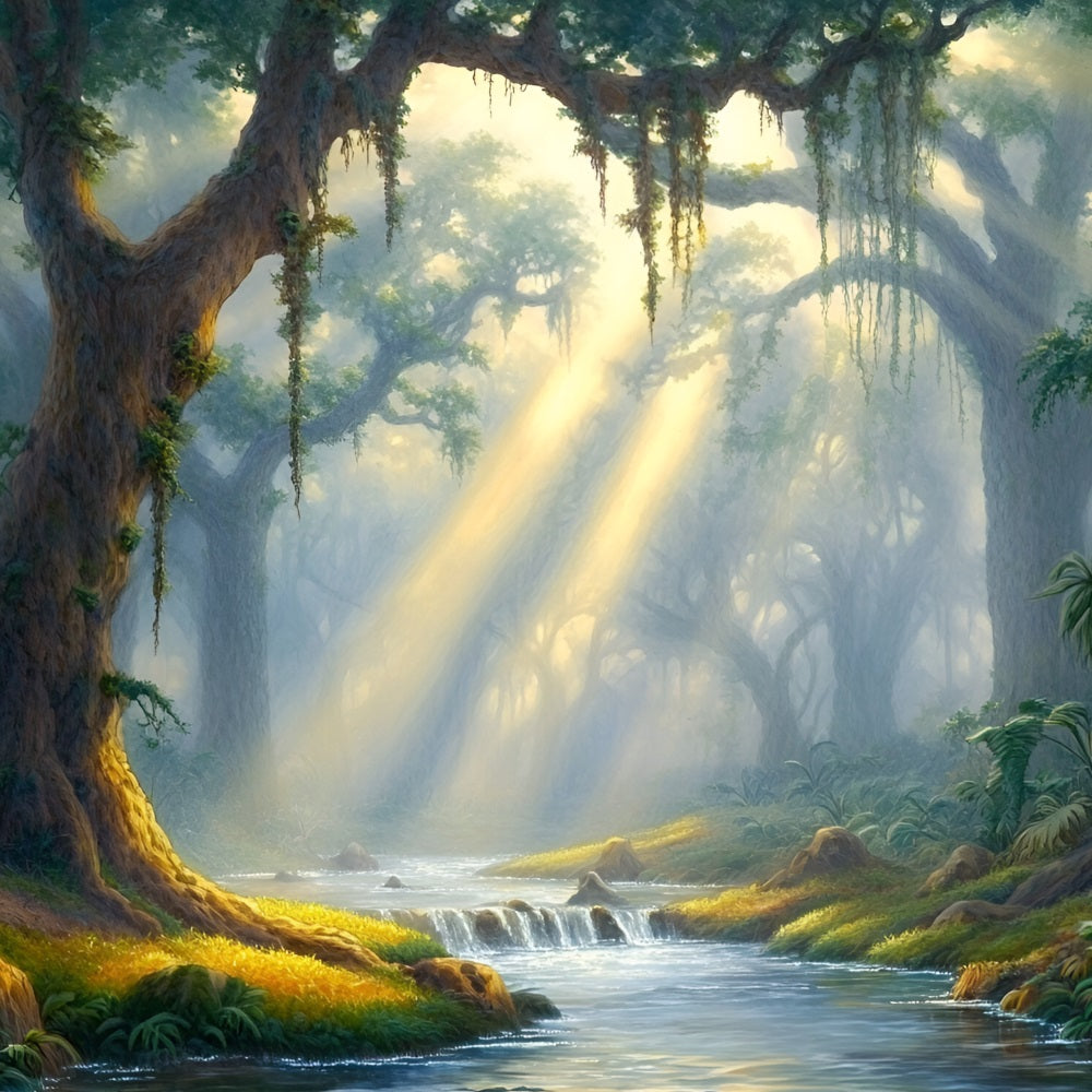 Forest Photo Backdrop River Glowing Light Backdrop CSH4-92