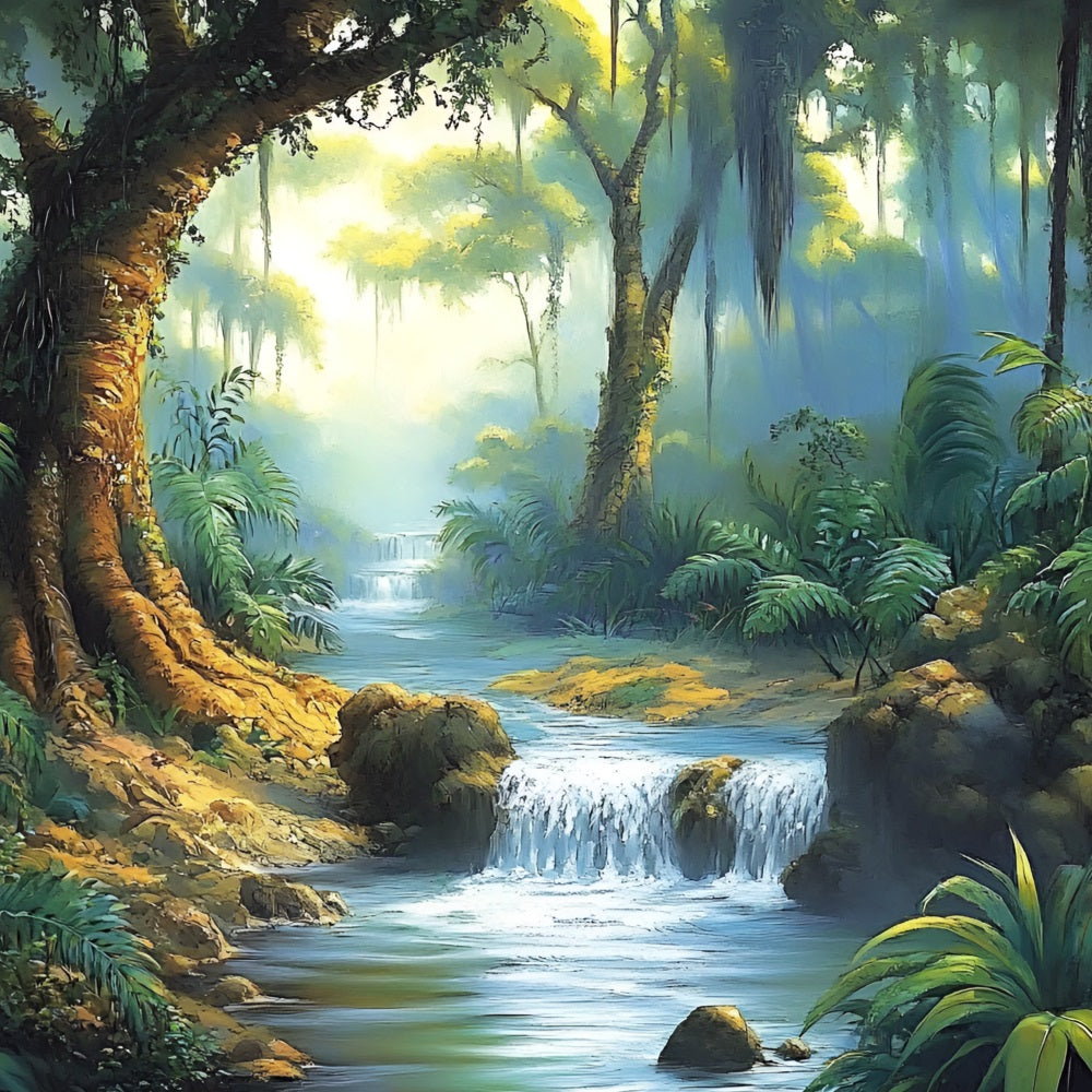 Tropical Forest Backdrop Rainforest Stream Backdrop CSH4-93
