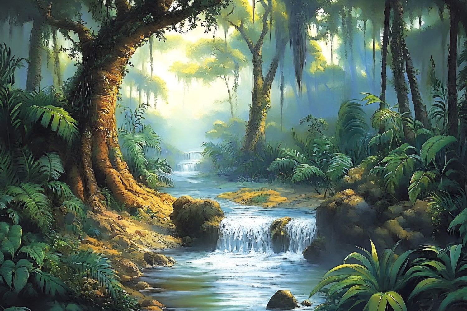 Tropical Forest Backdrop Rainforest Stream Backdrop CSH4-93