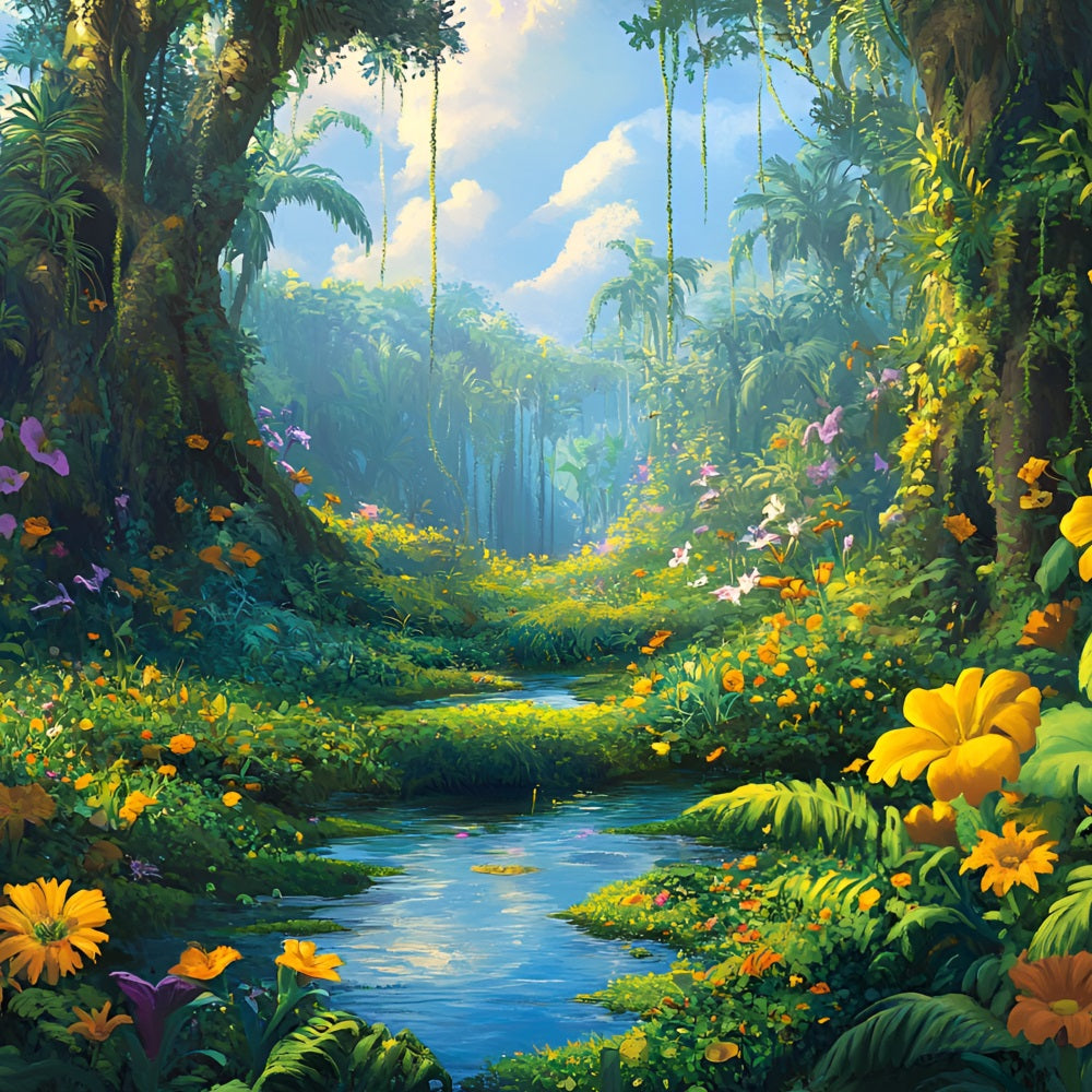 Jungle Backdrops Floral Forest Bright Sky Backdrop CSH4-94