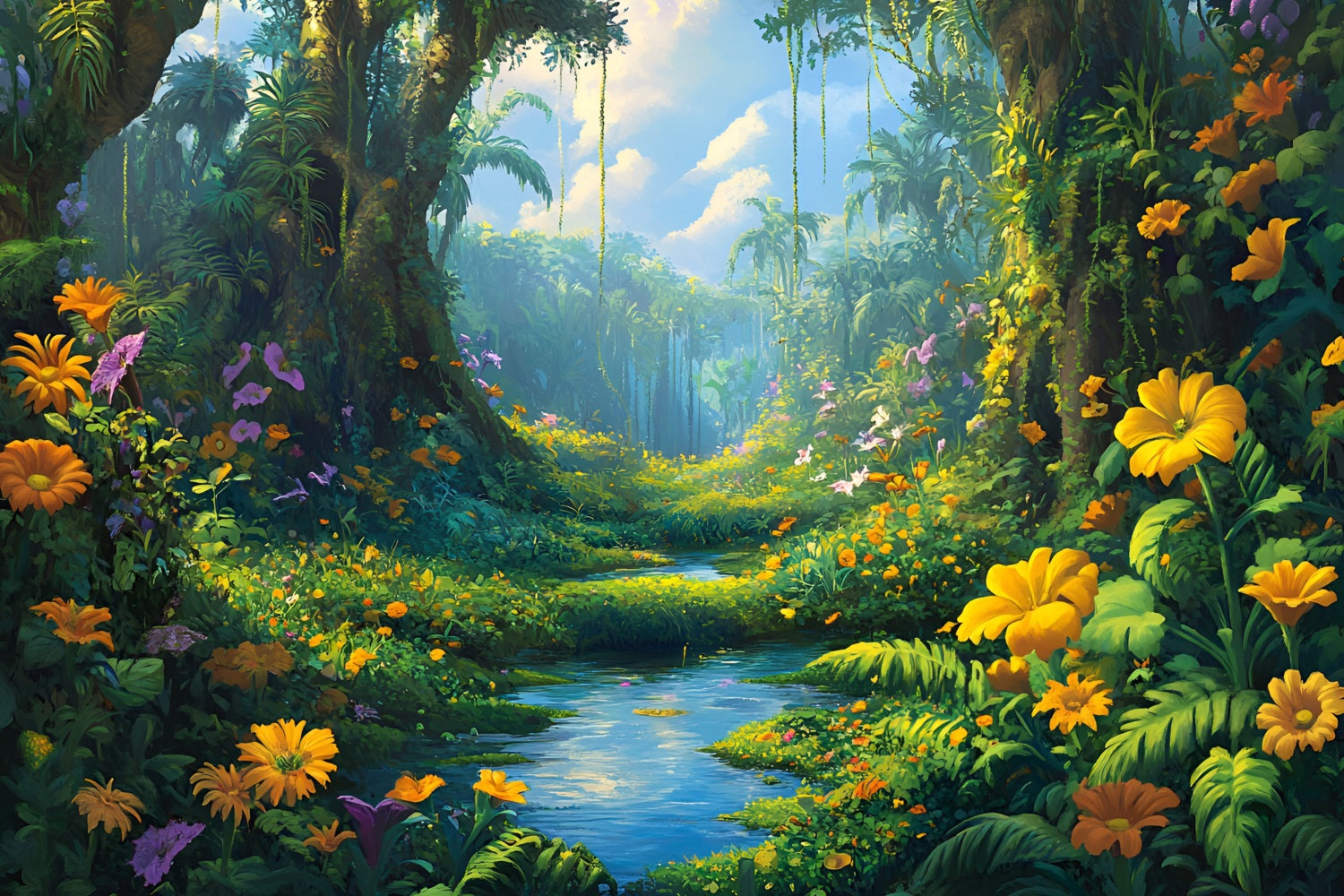 Jungle Backdrops Floral Forest Bright Sky Backdrop CSH4-94