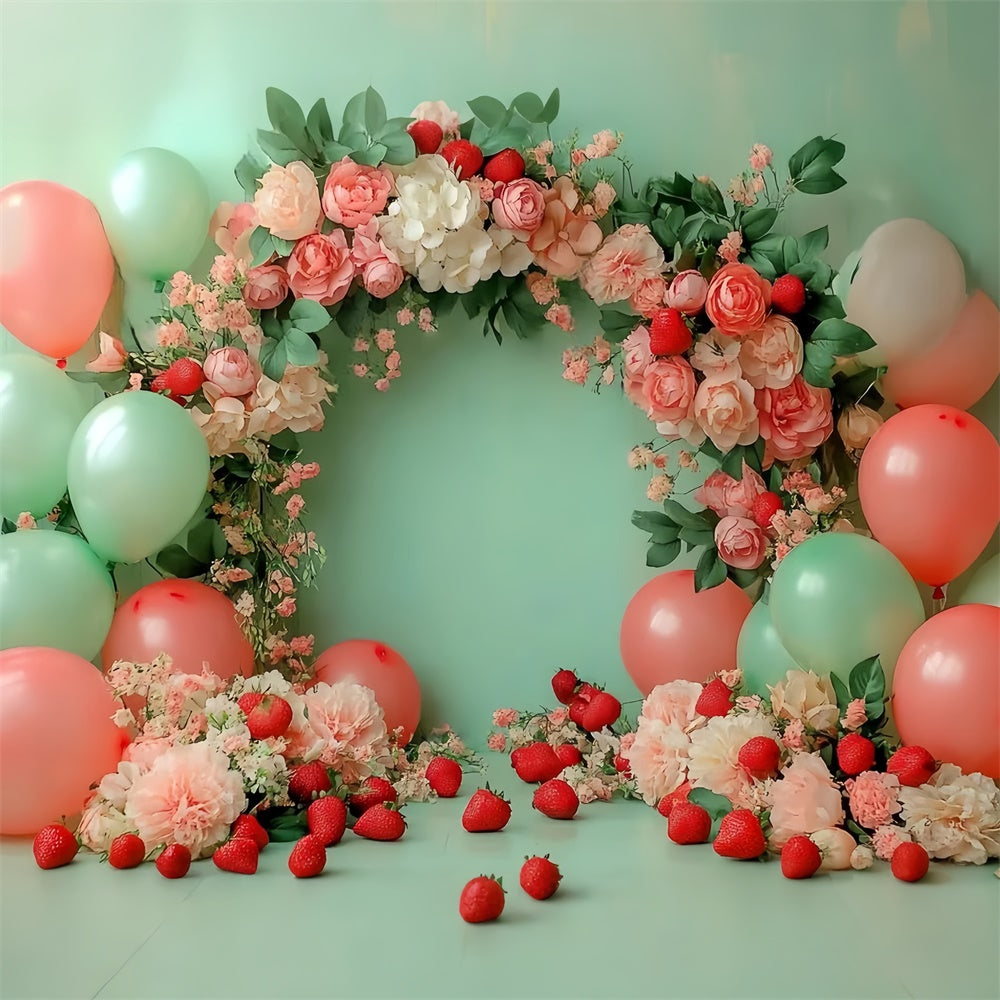 Strawberry Backdrop Balloon Floral Summer Backdrop CSH5-127