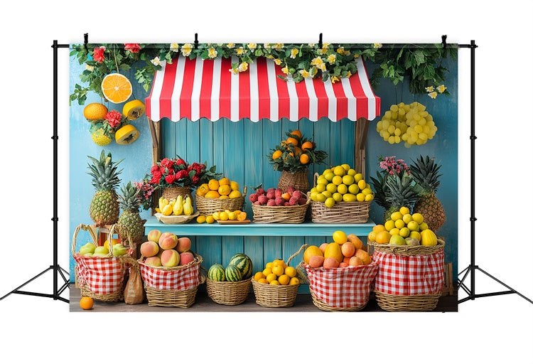 Summer Photo Backdrop Colorful Fruit Market Stall Backdrop CSH5-129