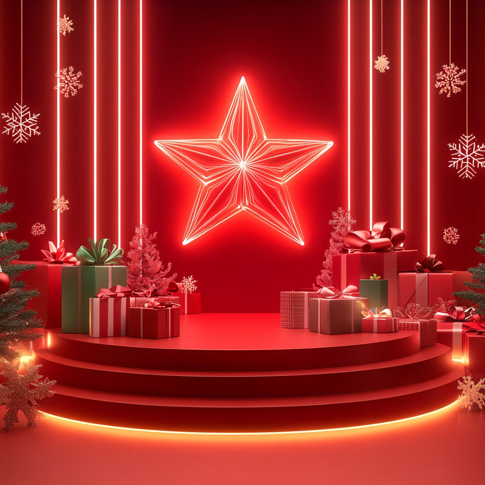 Christmas Stage Backdrops Holiday Stage Neon Gift Backdrop CSH5-149