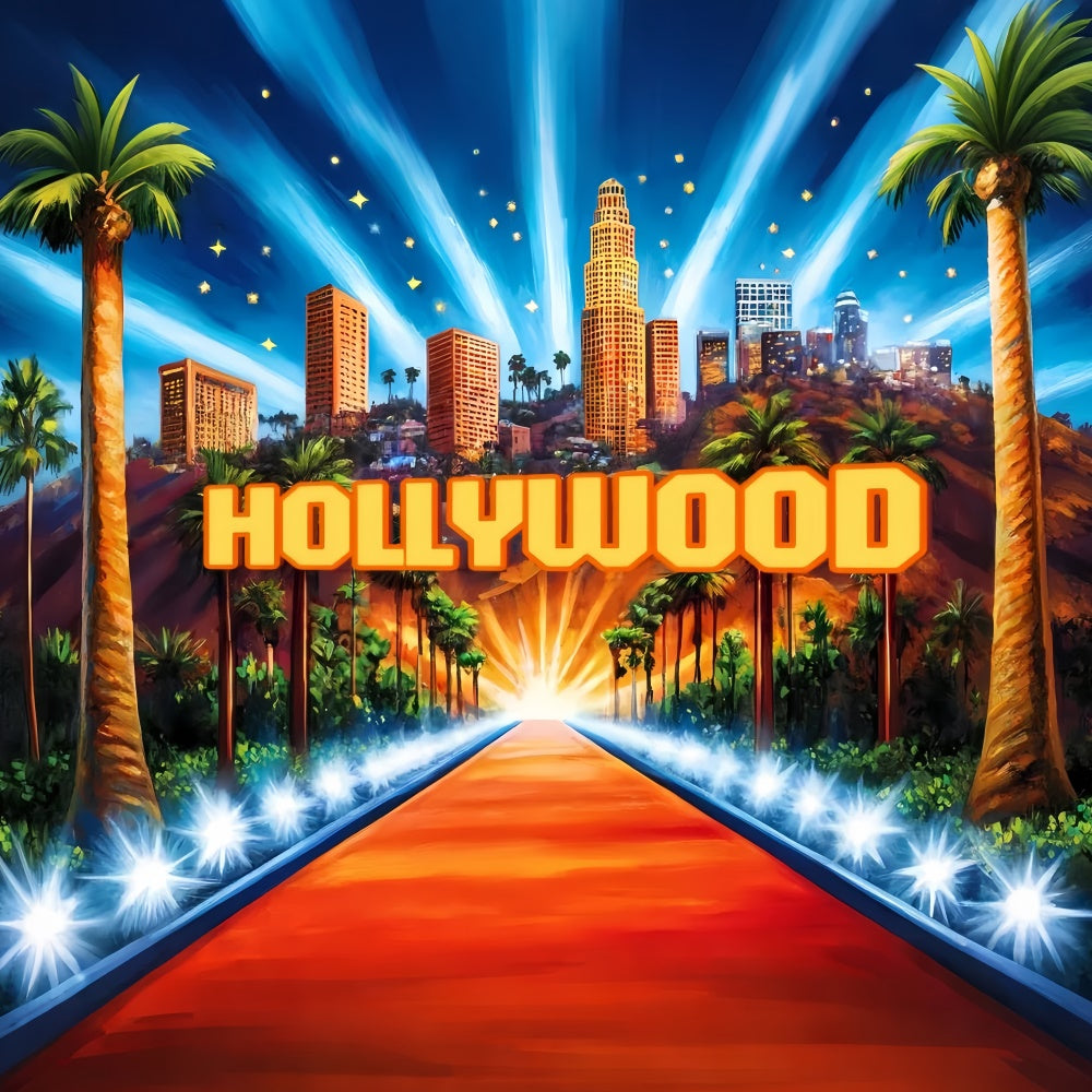 Hollywood Photo Backdrop City Lights Red Carpet Backdrop CSH5-164